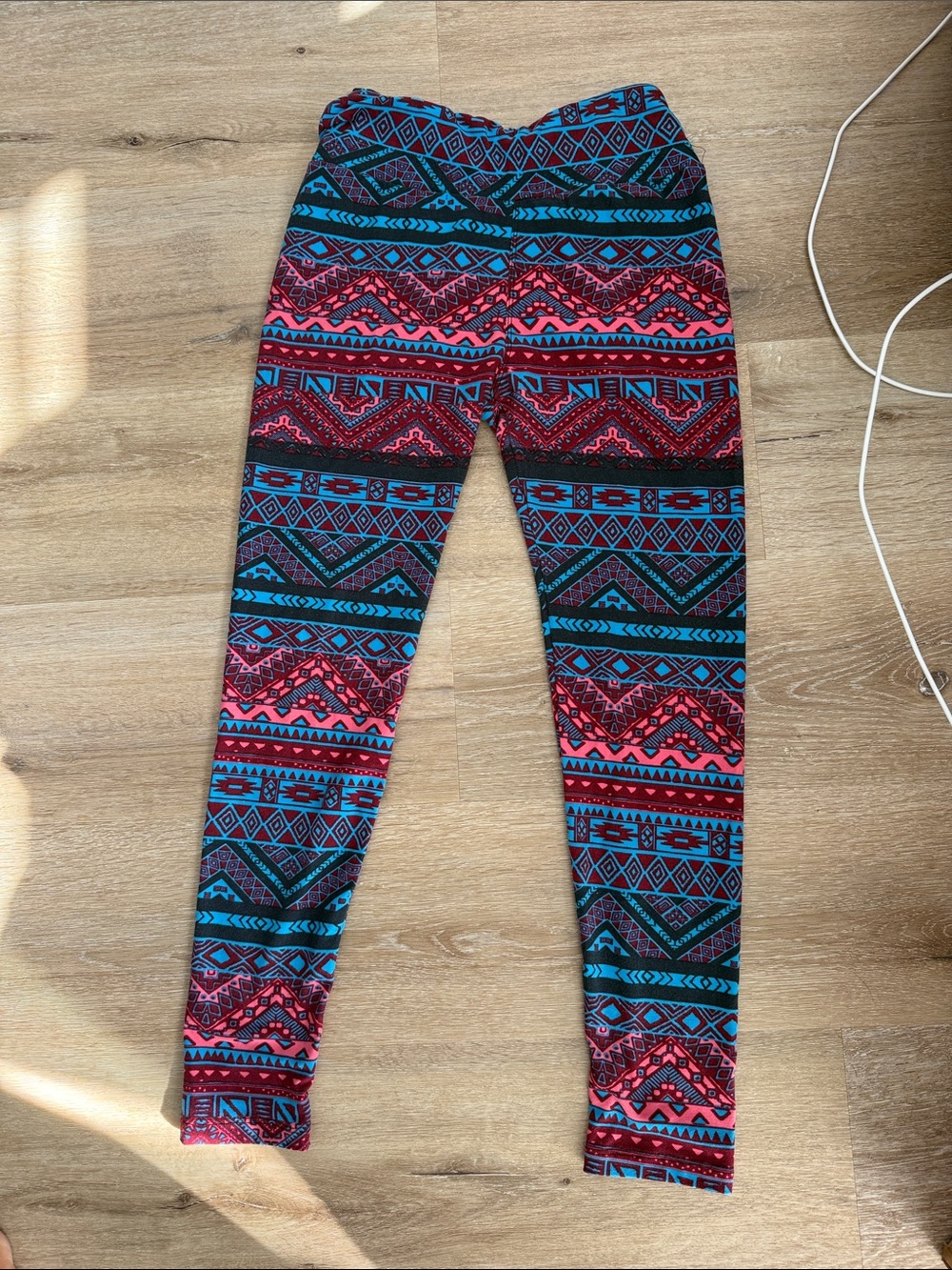 LuLaRoe Girls Aztec Leggings in Pink & Blue
